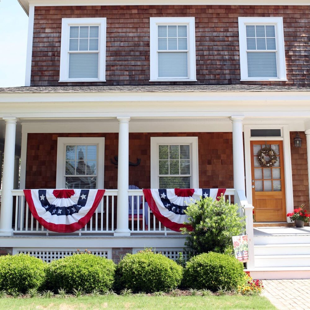 American Patriotic Bunting Flag, American Flag Bunting1.5x3Ft for Outside - Picture 5 of 7